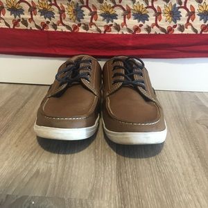 SOLD. Men's brown leather boat shoes